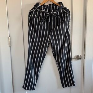 H&M Navy and White Striped Trousers